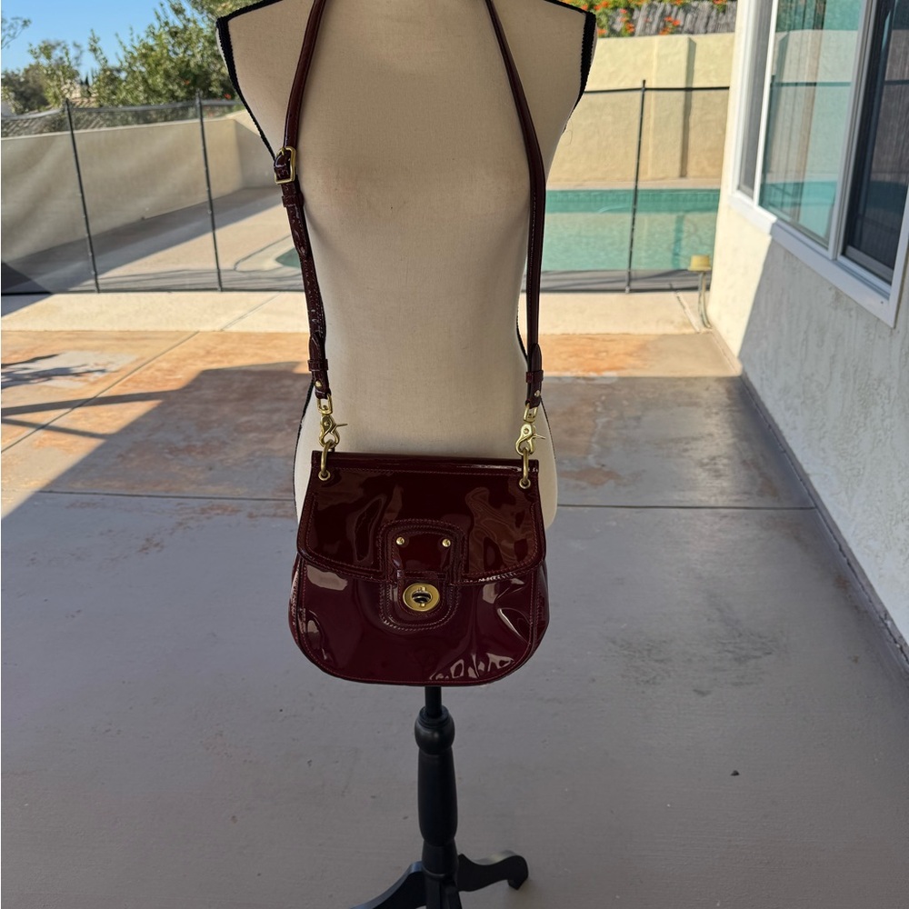 Coach Burgundy Patent Leather Crossbody Bag